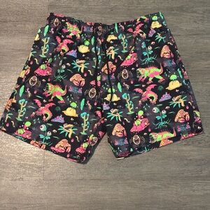 Rick & Morty H&M Black Board Shorts with Elastic Waistband Cartoon Network